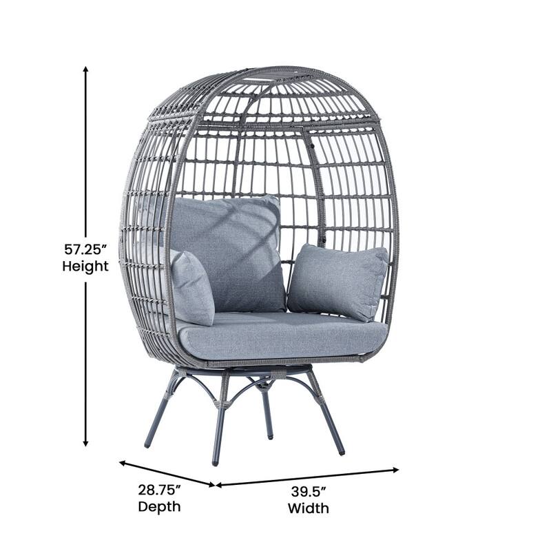 Commercial Indoor/Outdoor Wicker Swivel Lounge Chair with 4 Cushions