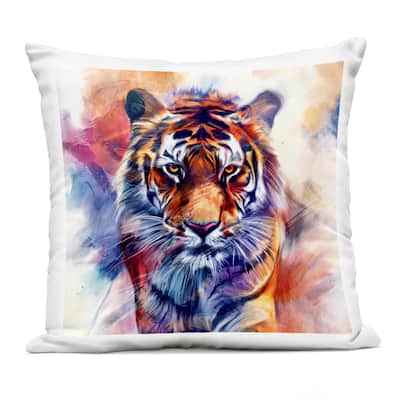 Stupell Fierce Vibrant Tiger Printed Outdoor Throw Pillow Design by Kim Allen