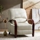 preview thumbnail 15 of 17, Alex Mid-century Modern Genuine Leather Manual Recliner with Wooden Curved Arms