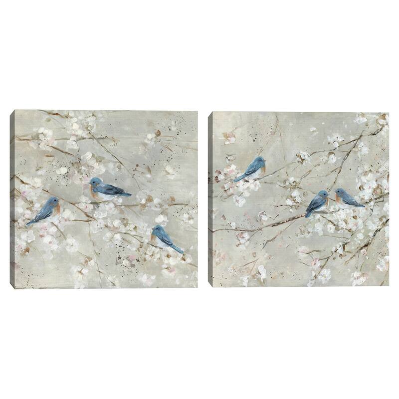 Bluebird Melody I, Bluebird Melody II by Sally Swatland Canvas Art Prints