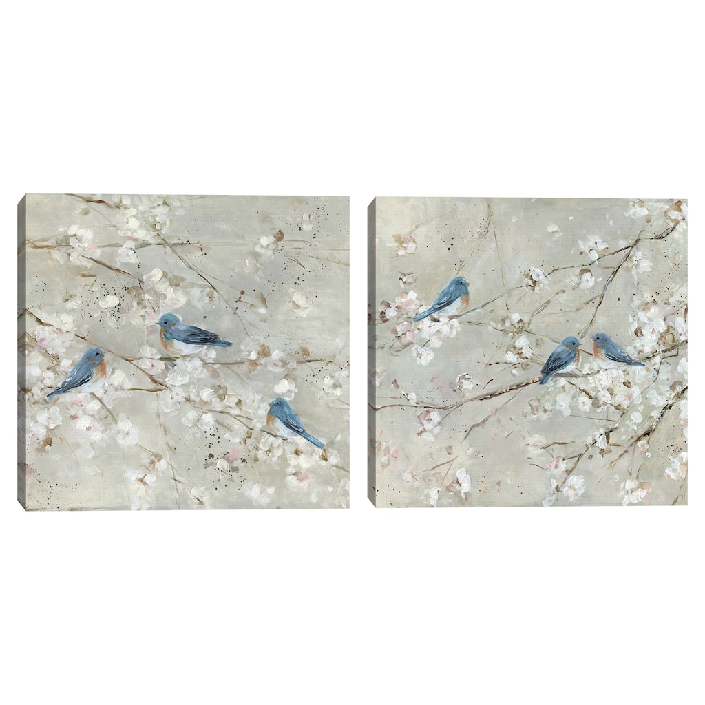 Bluebird Melody I, Bluebird Melody II by Sally Swatland Canvas Art Prints