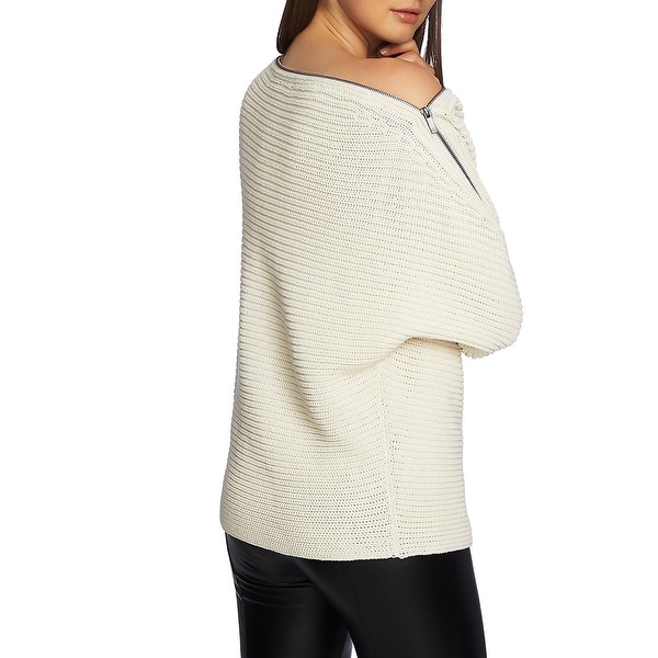 off the shoulder zipper sweater