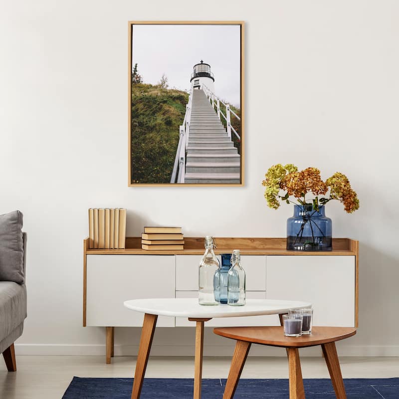 Kate and Laurel Sylvie Maine Lighthouse Framed Canvas by Patricia Hasz