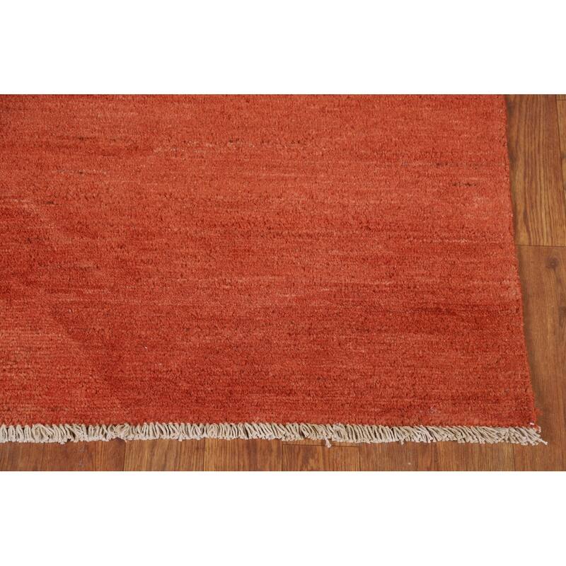 Orange Modern Gabbeh Oriental Foyer Rug Hand-Knotted Wool Carpet - 3'0"x 5'0"