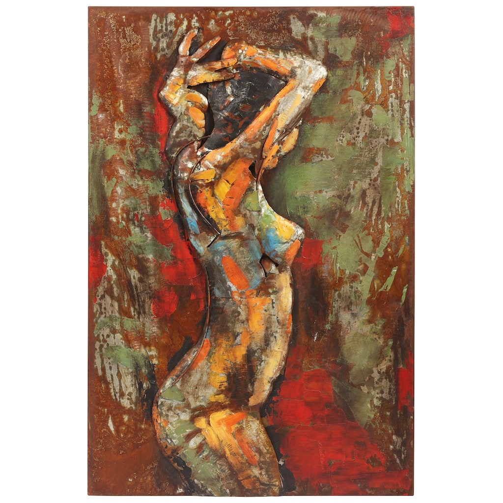 "Nude Study" Mixed Media Iron Hand Painted Dimensional Wall Art Sculpture
