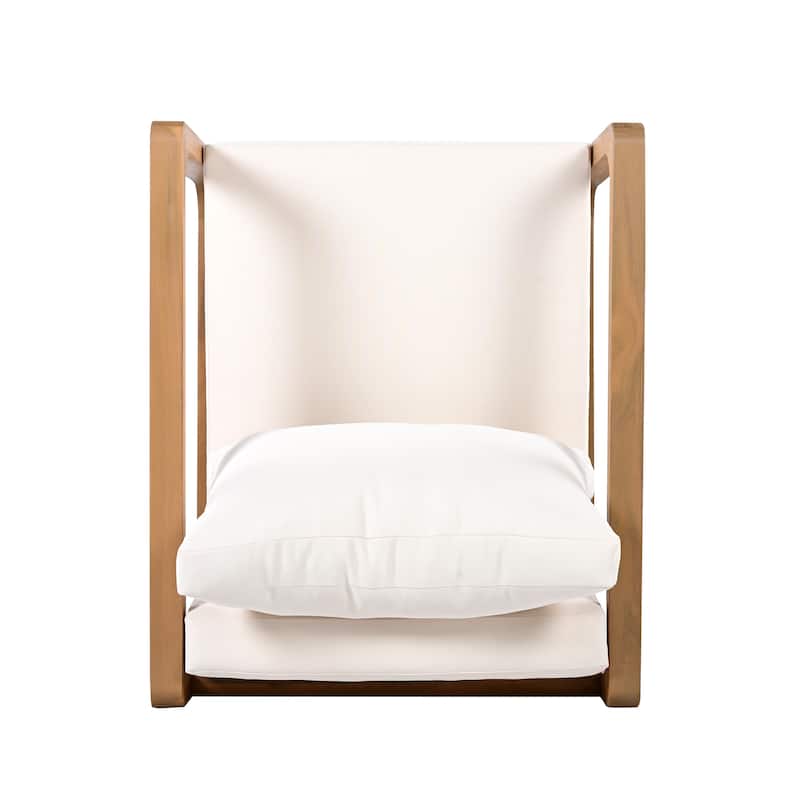 Christopher Knight Home - Modern Outdoor Acacia Wood Club Chair and Square Side Table Set with Water-Resistant Cushions