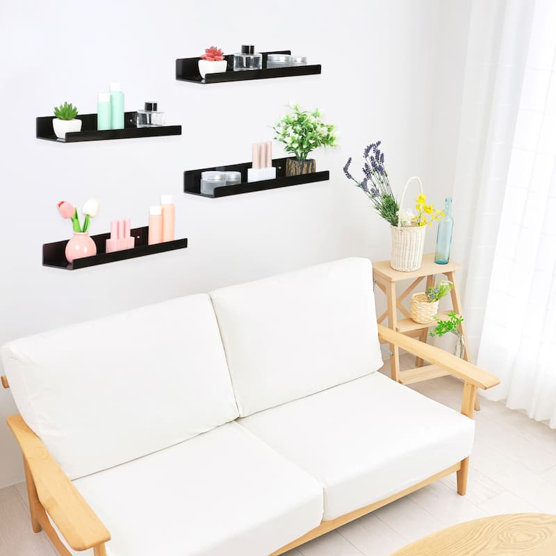 Acrylic Floating Shelves for Wall, Clear Acrylic Shelves for Bathroom Living Room and Kitchen Room Wall Display Shelf Black