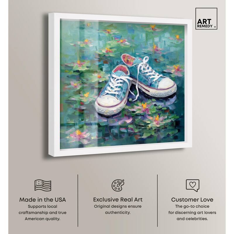 Lily Pad Sneakers II Shadowbox by Art Remedy