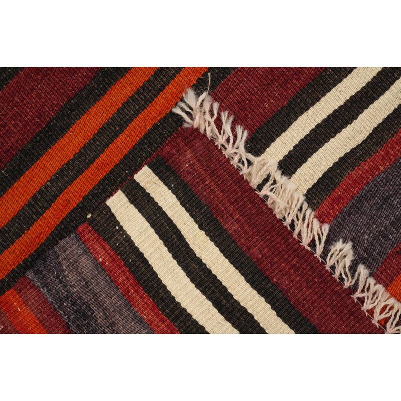 Hand Woven Oriental 100% Wool Carpet Southwestern Geometric Oranges & Rust Kilim Area Rug - 10' 8'' X 4' 11''