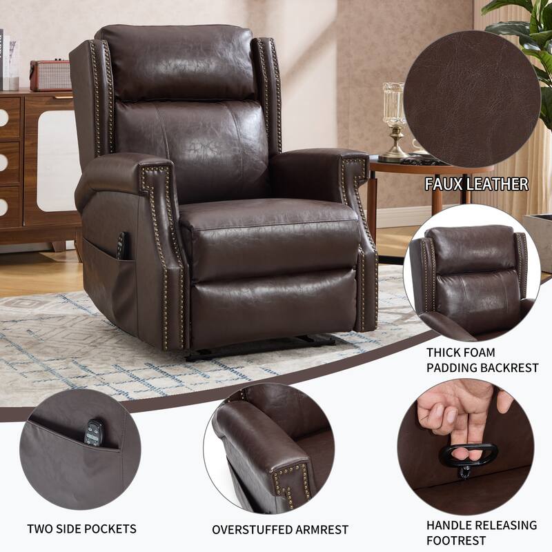 Faux Leather Recliner with 155 Degree Recline and 8 Vibration Nodes