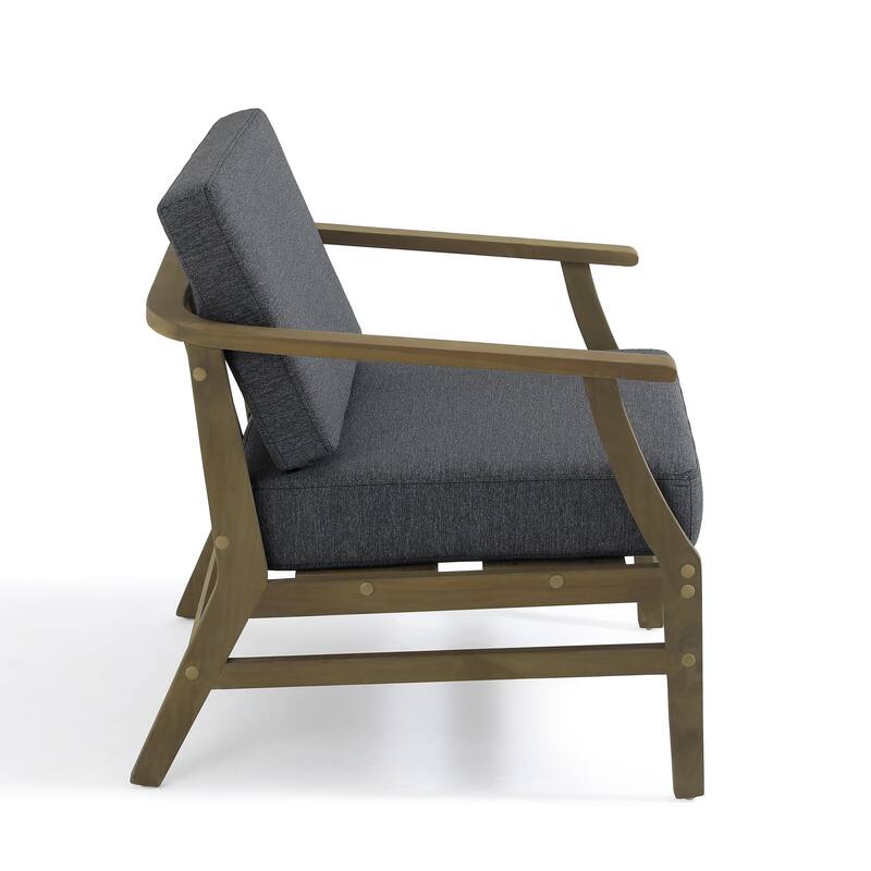 Outdoor Teak Wood Club Chairs with Cushions (Set of 2)