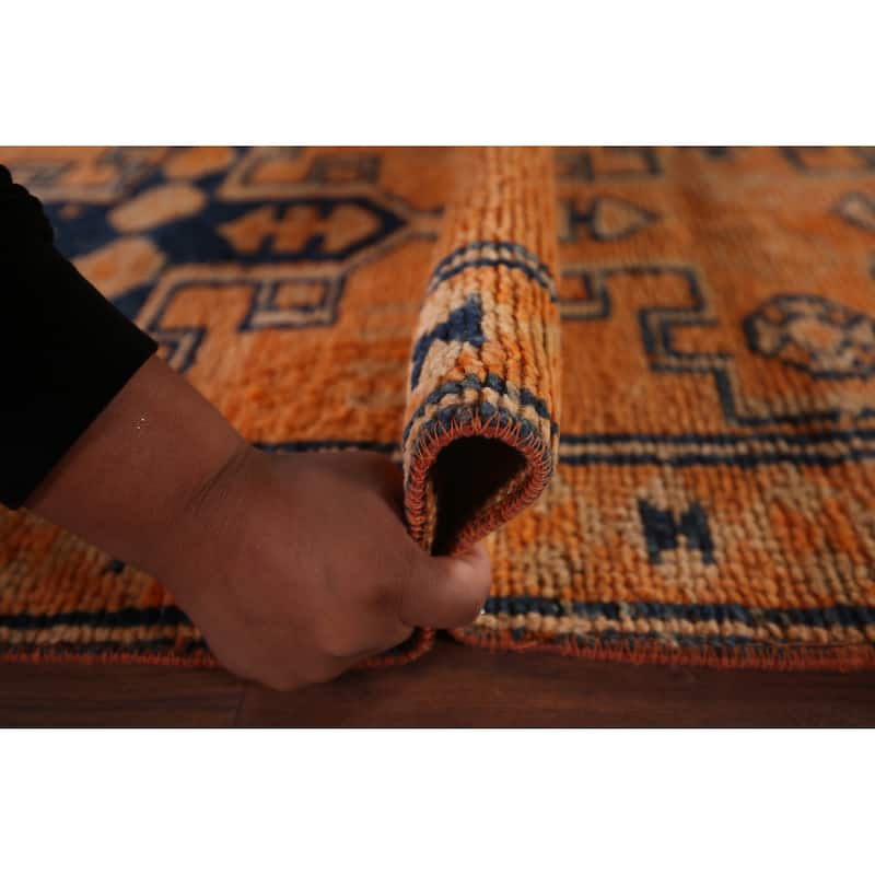 Tribal Anatolian Vintage Runner Rug Handmade Orange Wool Carpet - 2'9"x 11'2"