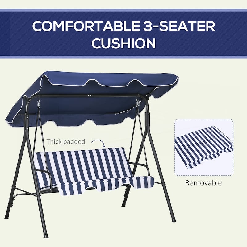 3-Seat Outdoor Patio Swing Chair with Removable Cushion