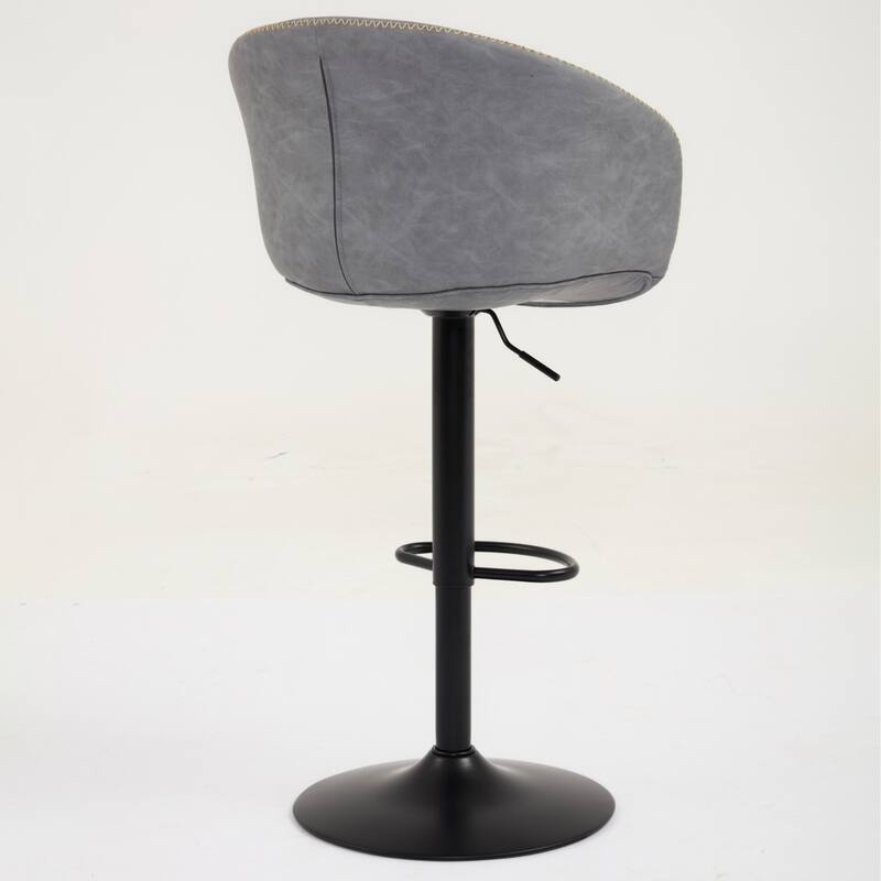 Faux Leather Bar Stool with Back Footrest