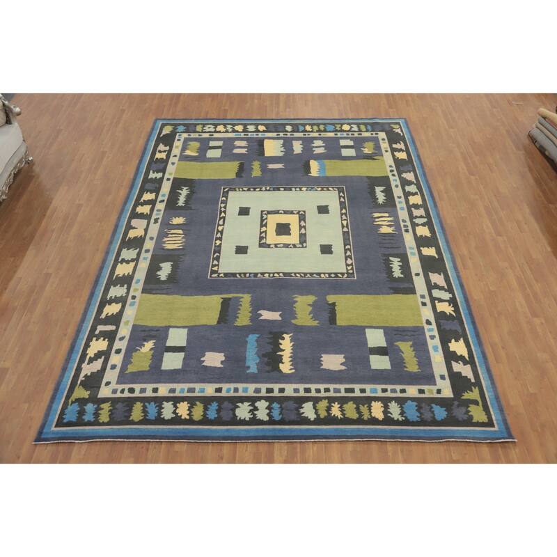 Vegetable Dye Wool Gabbeh Turkish Large Rug Handmade Wool Carpet - 14' 2'' X 10' 7''