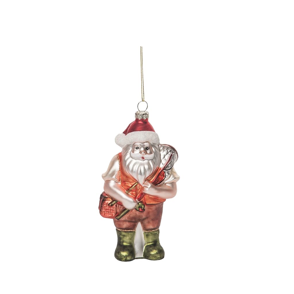 Transpac Glass 6 in. Multicolored Christmas Fishin’ Santa Ornament