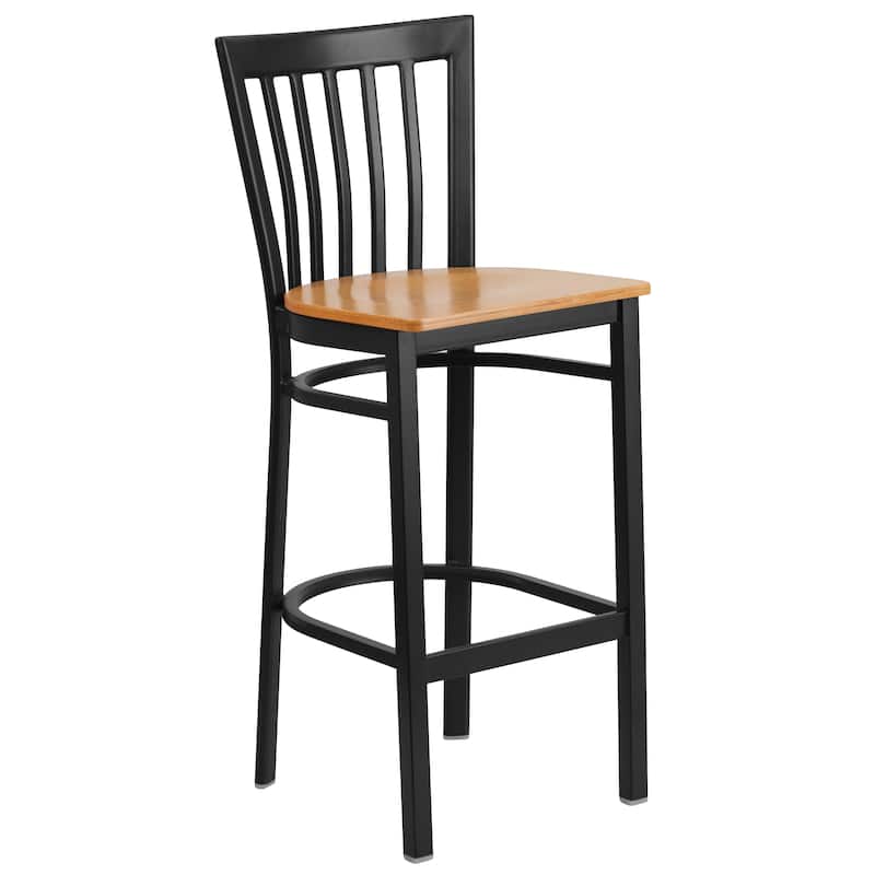School House Back Metal Restaurant Barstool (Set of 2) - 17.25"W x 19.5"D x 41.75"H - 17.25"W x 19.5"D x 41.75"H