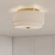 preview thumbnail 1 of 16, Burnaby Mid-Century Modern Ceiling Mount Light White Linen Drum Shade 13-in W x 6.75-in H x 13-in D - Matte Brass