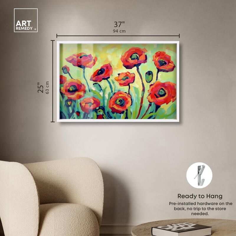 Red Poppy Field I Shadowbox by Art Remedy