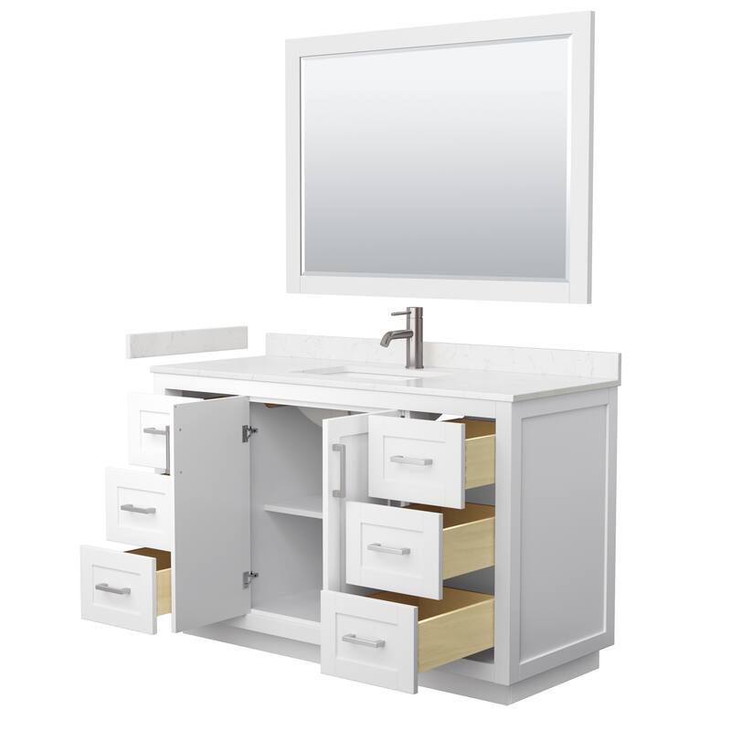 Miranda Single Vanity Set, Cultured Marble Top, 46-Inch Mirror