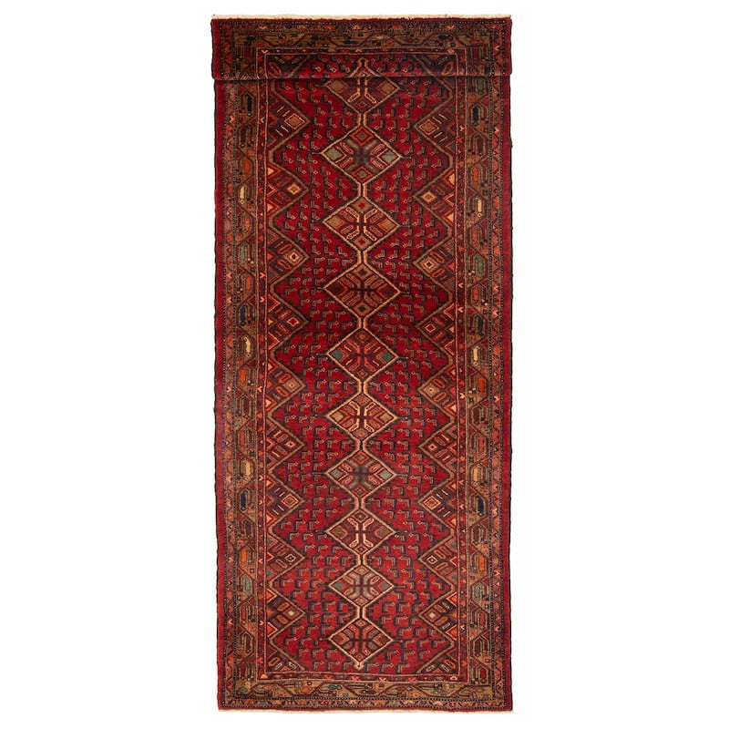 ECARPETGALLERY Hand-knotted Konya Anatolian Red Wool Rug - 3'7 x 9'11 - Dark Red - 3'7 x 9'11