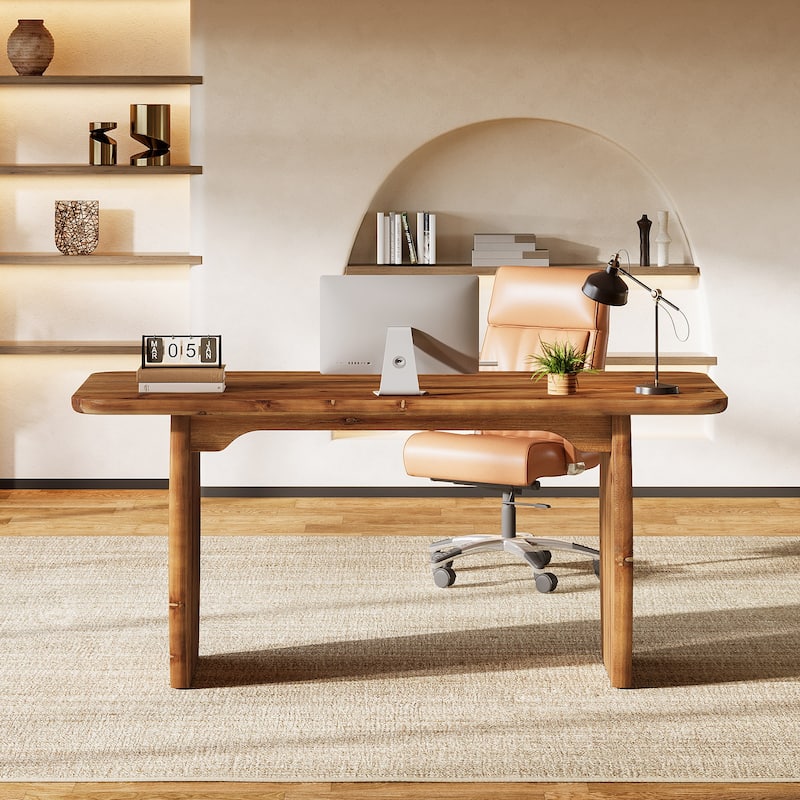 63-Inch Solid Wood Executive Desk with Sturdy Legs