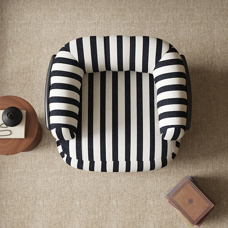 Zebra Striped Accent Chair with Fixed Back