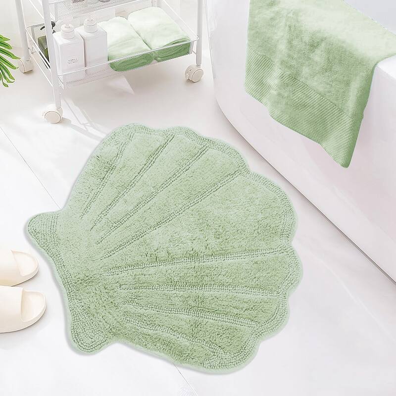 Better Trends Seashell Bath Rug 100% Cotton Absorbent Reversible Bathroom Mat Marilyn Collection