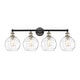 preview thumbnail 10 of 28, Innovations Lighting Athens Water Glass - 4 Light 35" Bath Vanity Light. Clear/Black Antique Brass