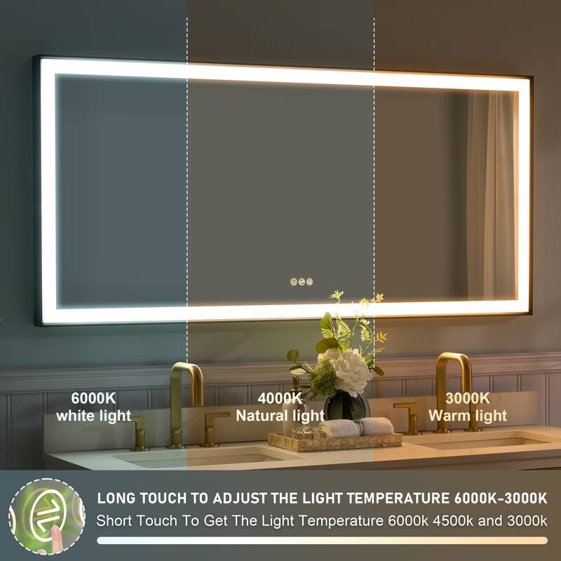 Wall Mounted Bathroom Heavy Duty Framed LED Mirror With bright light And And Memory Function