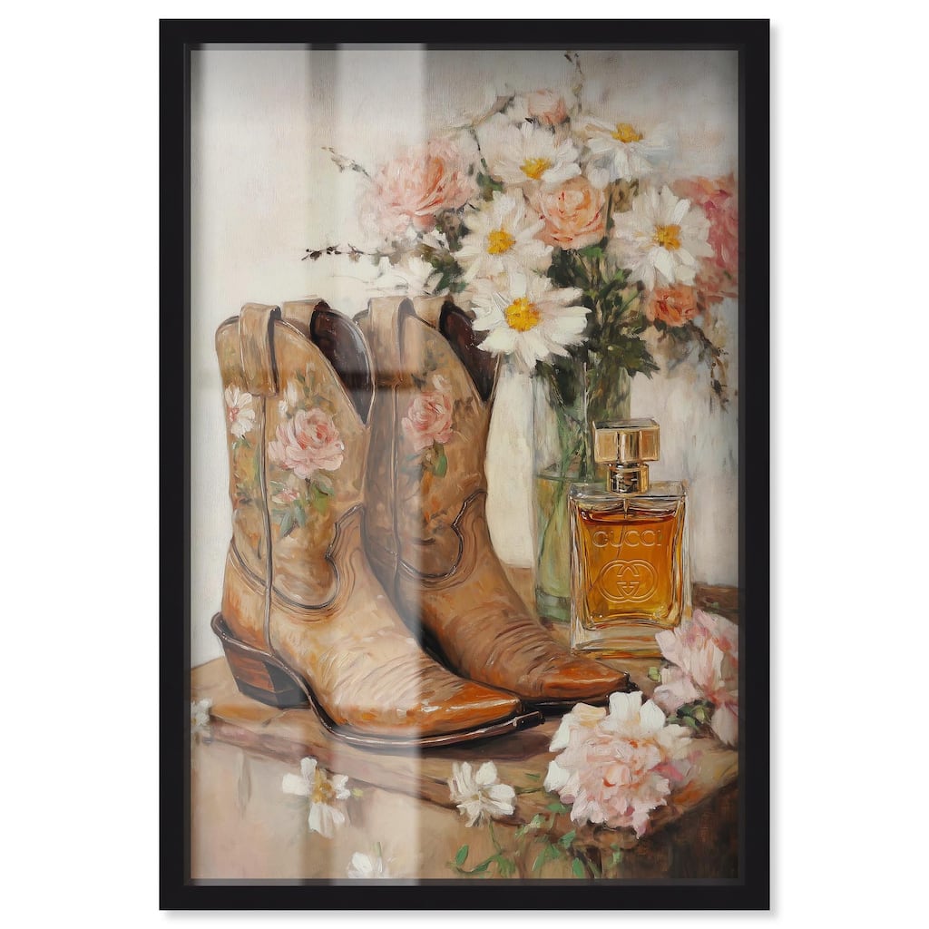 Delicate Floral Boots II Shadowbox by Art Remedy