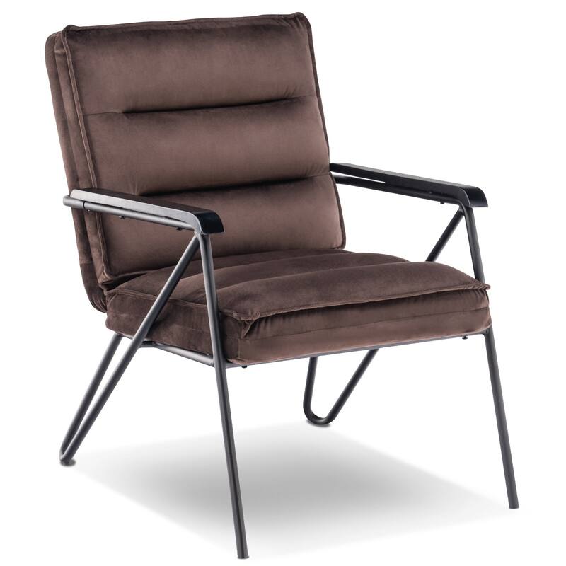 MCombo Tufted Velvet and Iron Club Chair with Ottoman