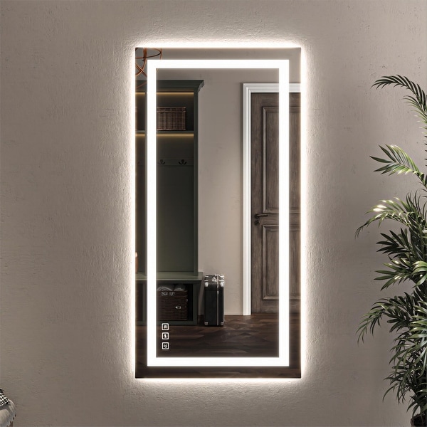 Organnice Wall Mounted Full Length Mirror LED Light Full Body Mirror 60 28