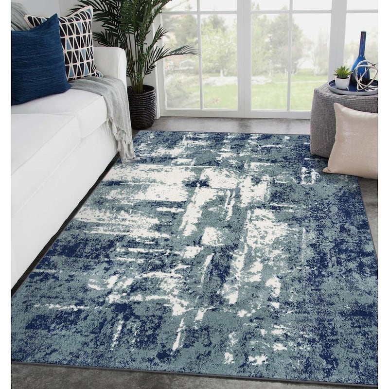 Luxe Weavers Abstract Modern Pattern Area Rug - 4' x 5' - Blue