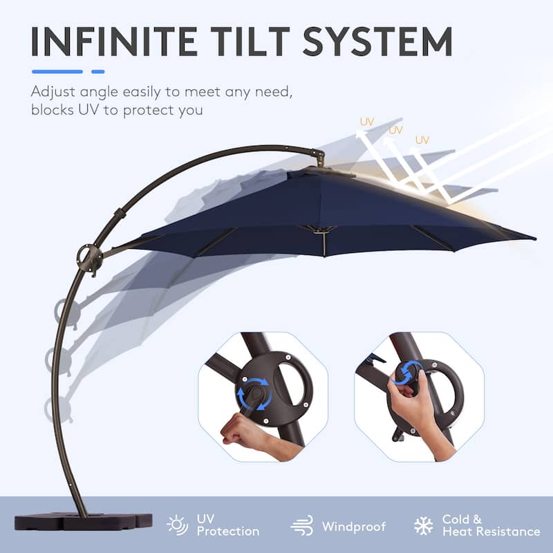 12 ft.Aluminum Curvy Cantilever Offset Hanging Patio Umbrella With Sandbag Base