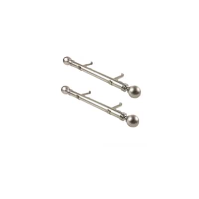 Rustic Curtain Rods - 18 Inch Steel Rod Set of 2 - Metal Finials - Satin Nickel Window Decor - M