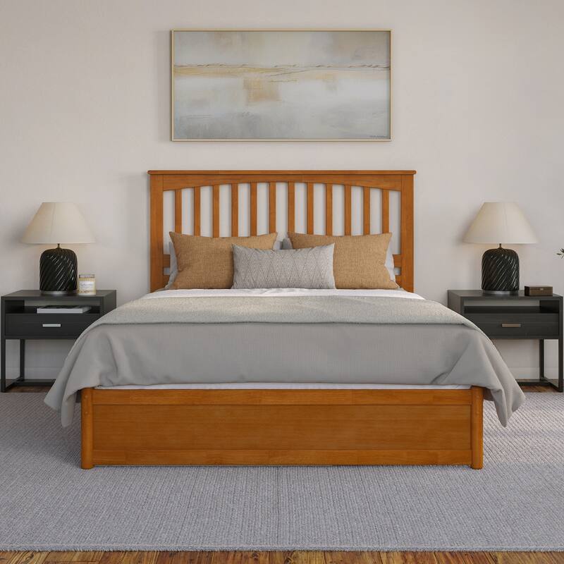 Everett Platform Bed with Panel Footboard and Twin XL Trundle