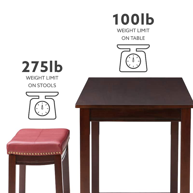 3-Piece Counter Table and Stools - 47.25" - Brown and Red