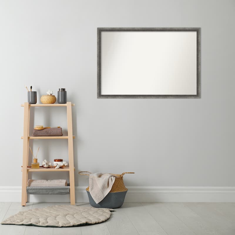 Burnished Concrete Narrow Non-Beveled Wood Framed Bathroom Vanity Wall Mirror - Burnished Concrete Narrow