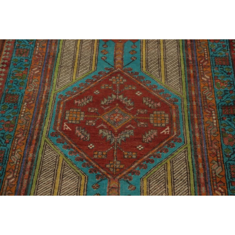 Hand Knotted Oriental 100% Wool Carpet Traditional Geometric Multi-Colored Ardebil Runner Rug - 10' 9'' X 3' 2''