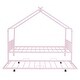 preview thumbnail 4 of 15, Pink Full Size Metal House Bed with Trundle & Roof