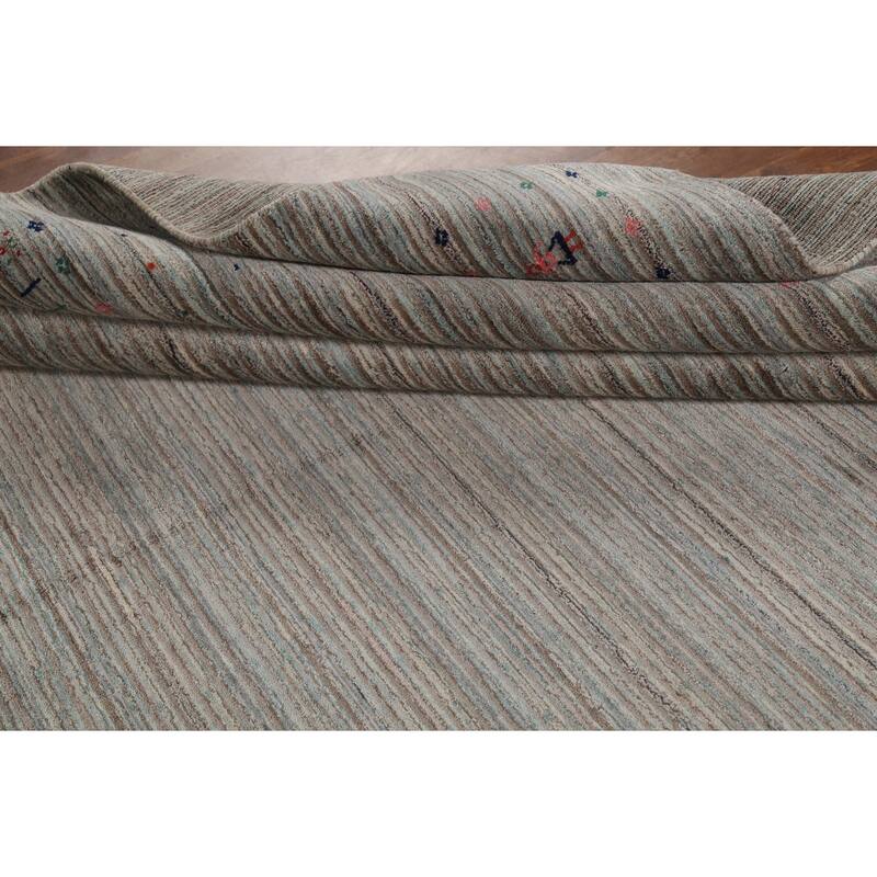 Striped Gabbeh Indian Area Rug Handmade Tribal Wool Carpet - 9'0"x 11'6"