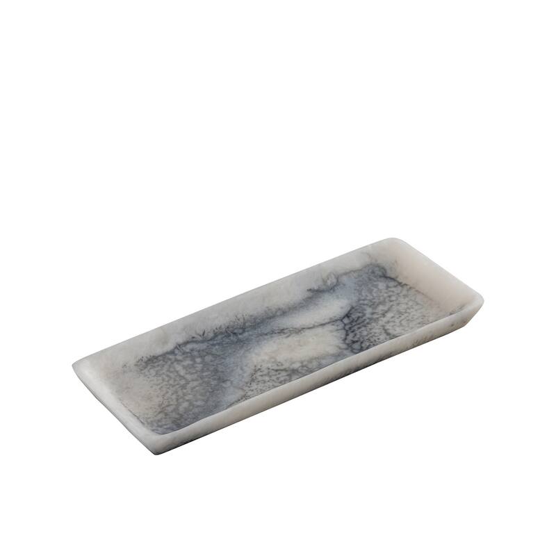 Grey Resin Rectangle Platter Set of 2