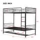 preview thumbnail 18 of 22, Twin Over Twin Metal Bunk Bed with Shelf and Guardrails for Home