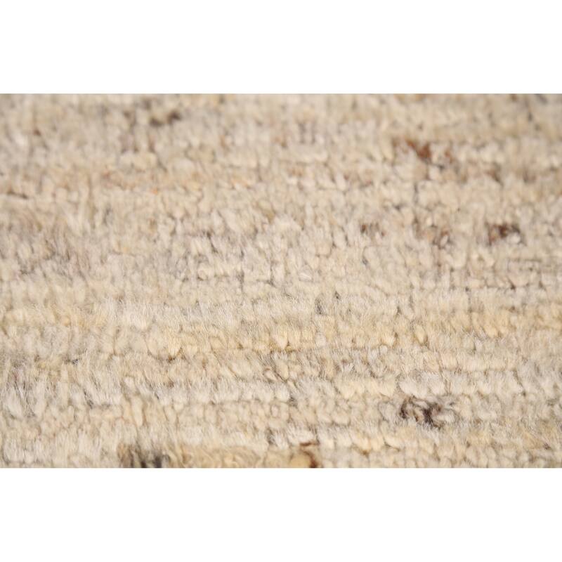 Geometric Grey Moroccan Oriental Area Rug Hand-Knotted Wool Carpet - 6'11" x 9'7"