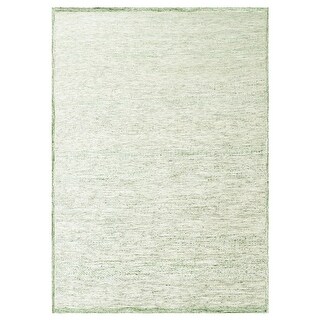 Shahbanu Rugs Beige with Pickle Green, Hand Knotted, Distressed and ...
