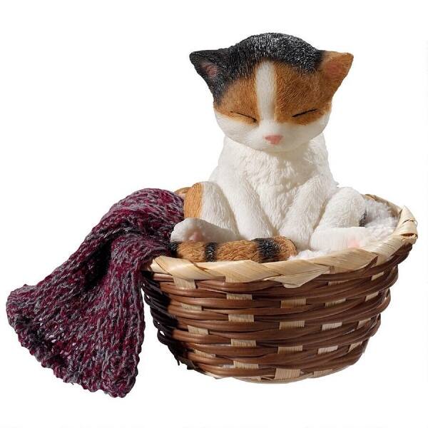 Shop 5 Adorable Cat Leeping In A Basket Outdoor Statue On Sale