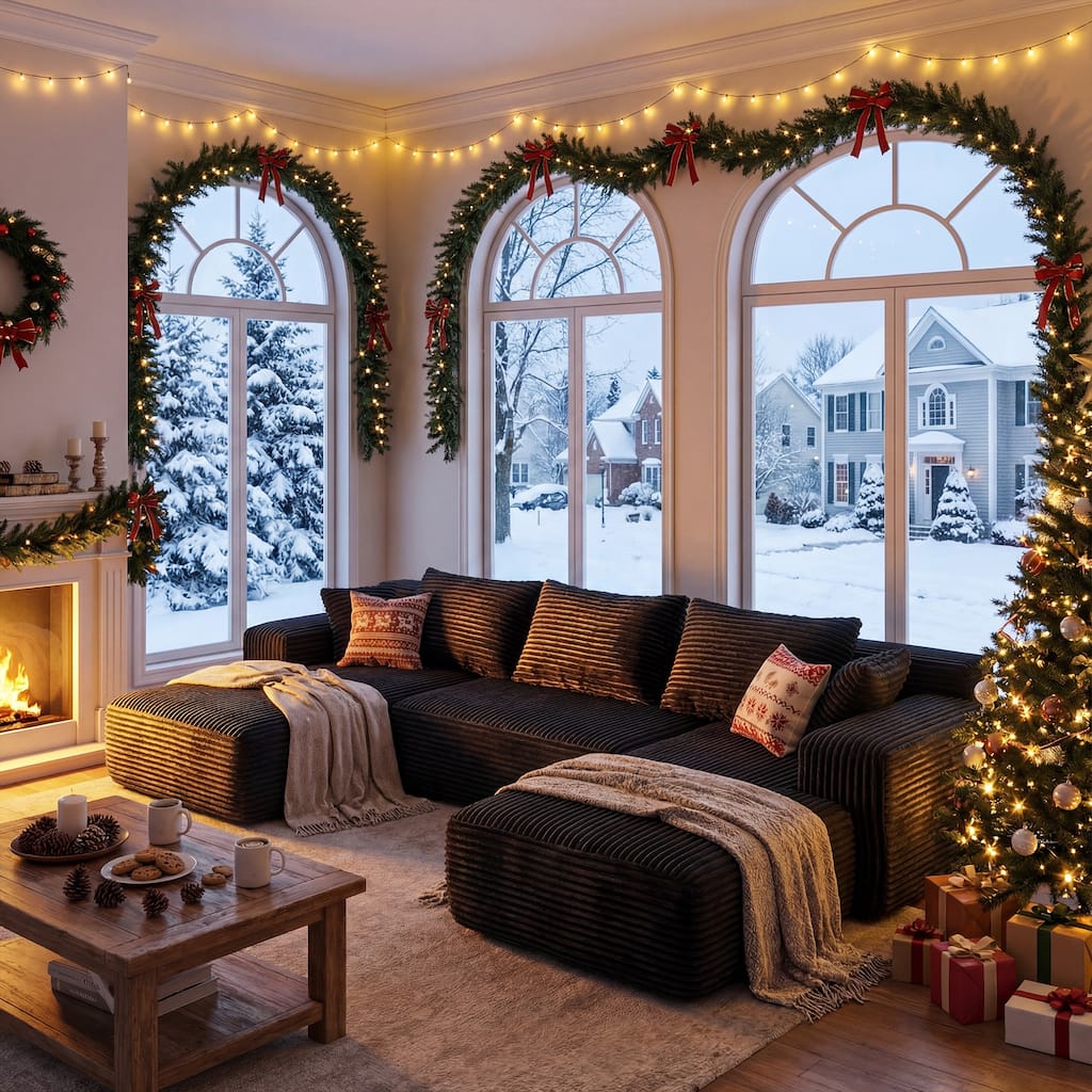 Oversized Modular Sectional Sofa, No Assembly Required, Corduroy Fabric, Deep Seat Cloud Couch with Chaise Foam Sofa