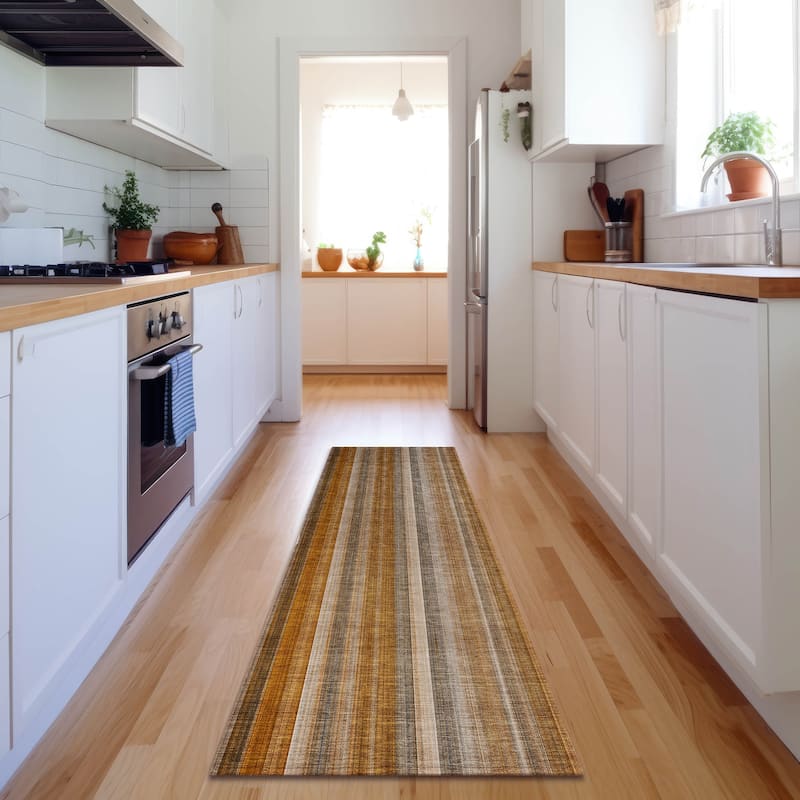 Premium Washable Super Soft Modern Stripes Mayfield Rug - Paprika - 2' 3" x 7' 6" - Runner