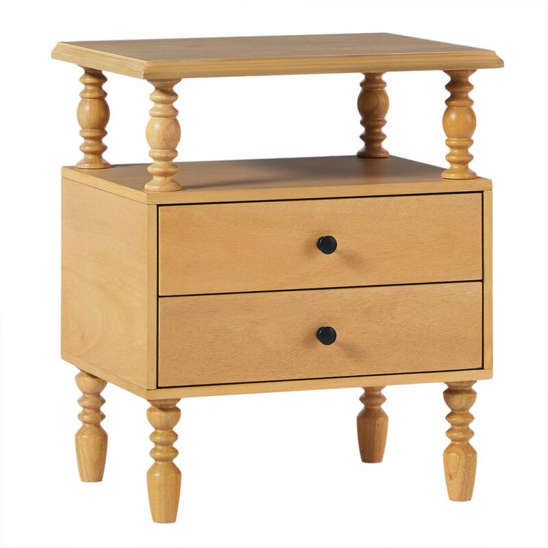 Walker Edison Easy Assembly Solid Wood 2-Drawer Nightstand